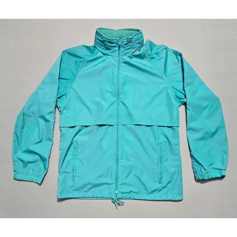 Woolrich Vented Windbreaker Jacket Women Small Surf Green Vintage Conceal Hood‎